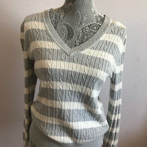 Tommy Hilfiger grey and white striped sweater